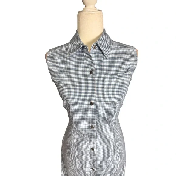 Vintage Liz Claiborne gingham button down midi dress 90s cottagecore - Picture 3 of 6